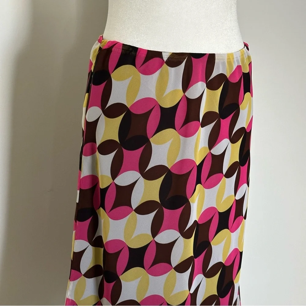 Y2K CATO Retro Geometric Print Midi Skirt – Vacation‎ & Festival Outfit